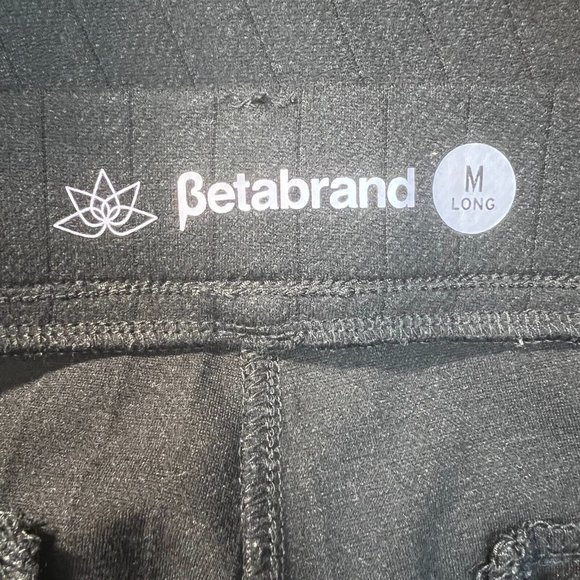 Betabrand Pants M Long Black Ribbed Stretch Straight Leg Pull On Faint Stripe - Picture 7 of 8